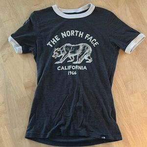 The North Face Grey and White Short Sleeve Tee